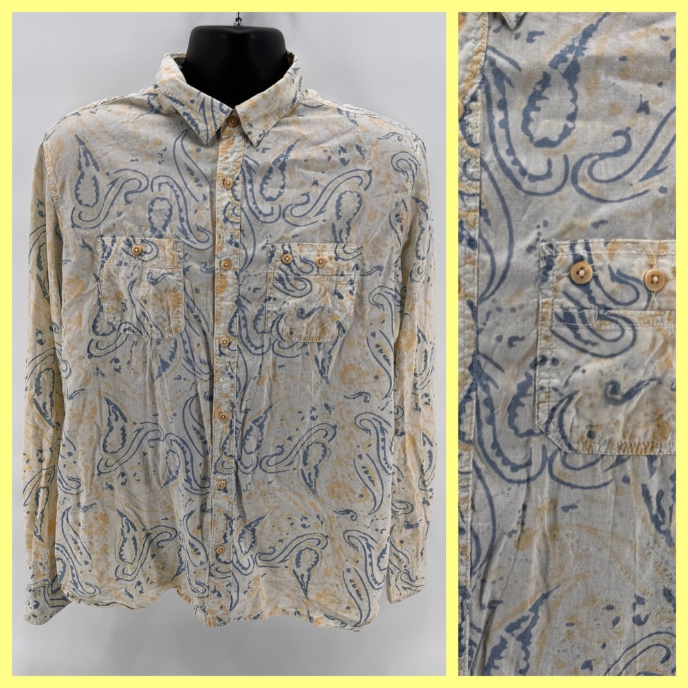 Woolrich John Rich & Bros‎ Shirt Mens Large L Paisley Boho Artistic Button Down